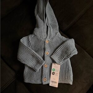 NWT Carter's Blue Knit Hooded Cardigan
